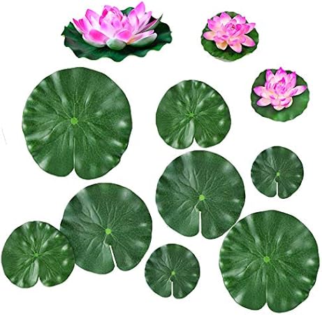 uxcell aquarium fish bowl artificial floating lotus underwater flower plant ornament green purple pet supplies aquarium decor uni tankers dk