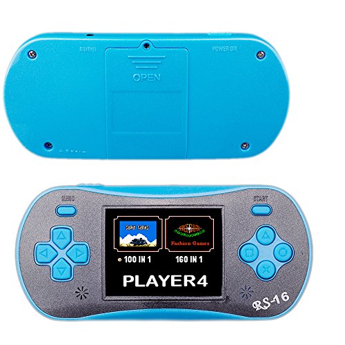 JJFUN RS-16 Handheld Game Console for Kids, 2.5" 12-Bit LCD Portable Video Games Device, Pocket Handhold Game Player with 260 Interesting Games –Blue