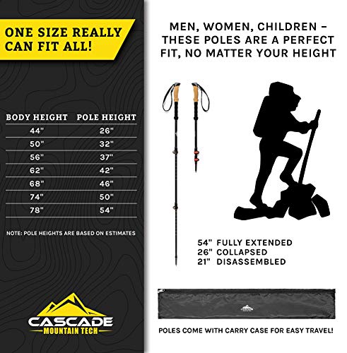 Cascade Mountain Tech Aluminium verstelbare trekkingstokken - lichtgewicht snelslot wandel- of wandelstok - 1 set (2… - Image 8