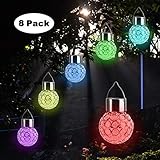 Beinhome 8 Pack Solar Hanging Lights, 7 Color Changing Globe Solar Lantern Waterproof Outdoor Decorative Hanging Ball Lights for Garden Patio Yard Landscape