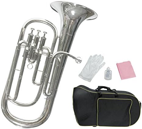 Flanger F-890 Plated B Flat Euphonium with Stainless Steel Pistons, Mouthpiece, Hard Case, Polishing Cloth & a Pair of Gloves