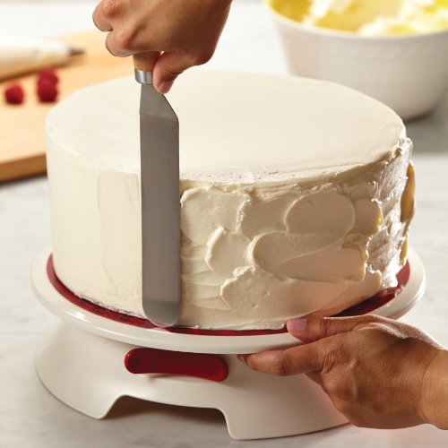 Cake Boss Decorating Tools Plastic Cake Decorating Turntable, Cream with "I Love Frosting" Decal