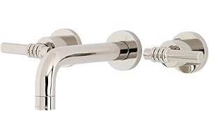 Kingston Brass KS8126ML Milano 2-Handle 8 in. Wall Mount Bathroom Faucet, Polished Nickel
