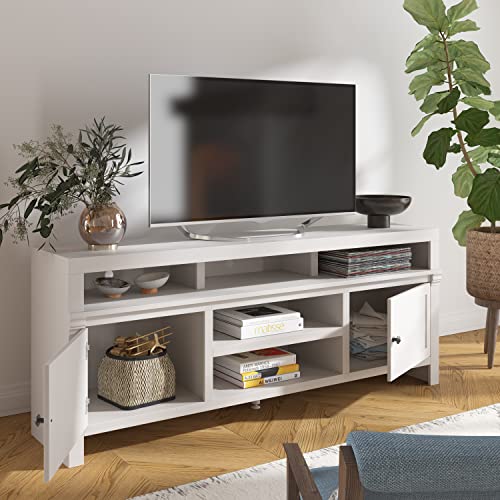 Bridgevine Home Modern White TV Stand for 75 inch TV, Fully Assembled
