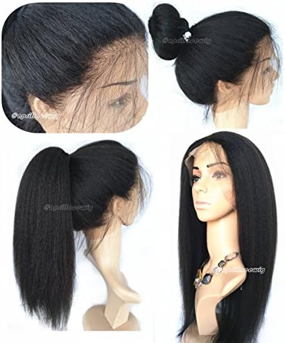 [April Lace Wigs]360 wig Italian yaki Pre Plucked Bleached Knots human hair wigs Brazilian virgin 180% density with baby hair natural hairline (20 inches)