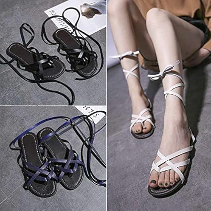 lace up sandals flat amazon