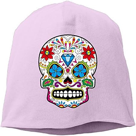Mexico Floral Sugar Skull Diamond Unisex Warm Winter Hat Knit Skull Beanie Slouchy Beanie Hat/Cap Pink