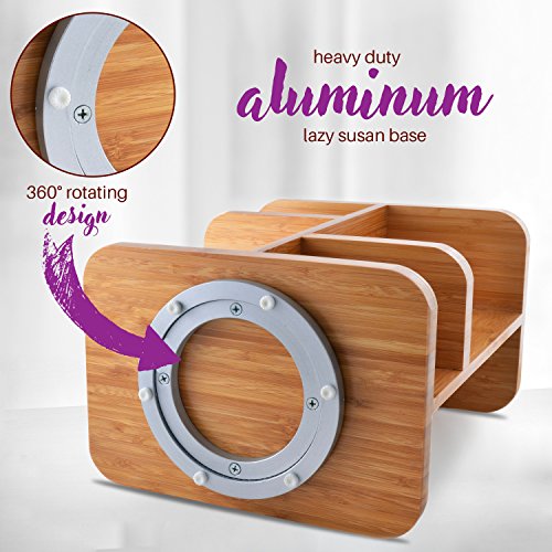 Refine 360 Bamboo Makeup and Cosmetic Organizer, Storage Carousel for vanity, bathroom, closet, kitchen, tabletop ,countertop, desk
