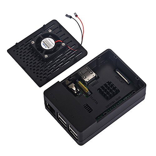 iUniker Raspberry Pi 3 Case, Raspberry Pi Fan ABS Case With Cooling Fan, Raspberry Pi Heatsink, Simple Removable Top Cover for Pi 3 Model B, Pi 2 Model B, Pi Model B+ (Black)