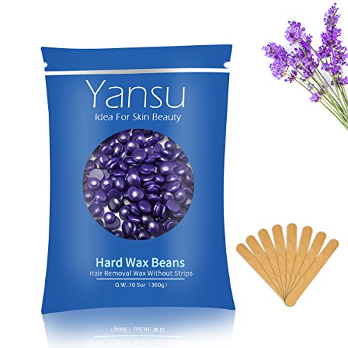 Yansu Depilatory Wax Hot Melt Hard Wax Beads For Body Hair Removal Brazilian Women/Men European Beads 300g/10.6oz+10pcs Tongue Depressor (Lavender)