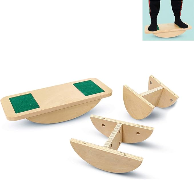 LSJTY Wooden Balance Board with Three Bases, Office Wobble