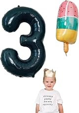Unique Black Number 3 Shaped Large Foil Balloon 86cm - 1 Piece view 2
