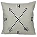 All Smiles Decorative Feathers Throw Rustic Pillow Covers Case Cushion Home Decor 18 X 18 Set of 4 Cotton Linen for Deer Couch Sofa Bed Room Farmhouse Antlers Navigation Compass