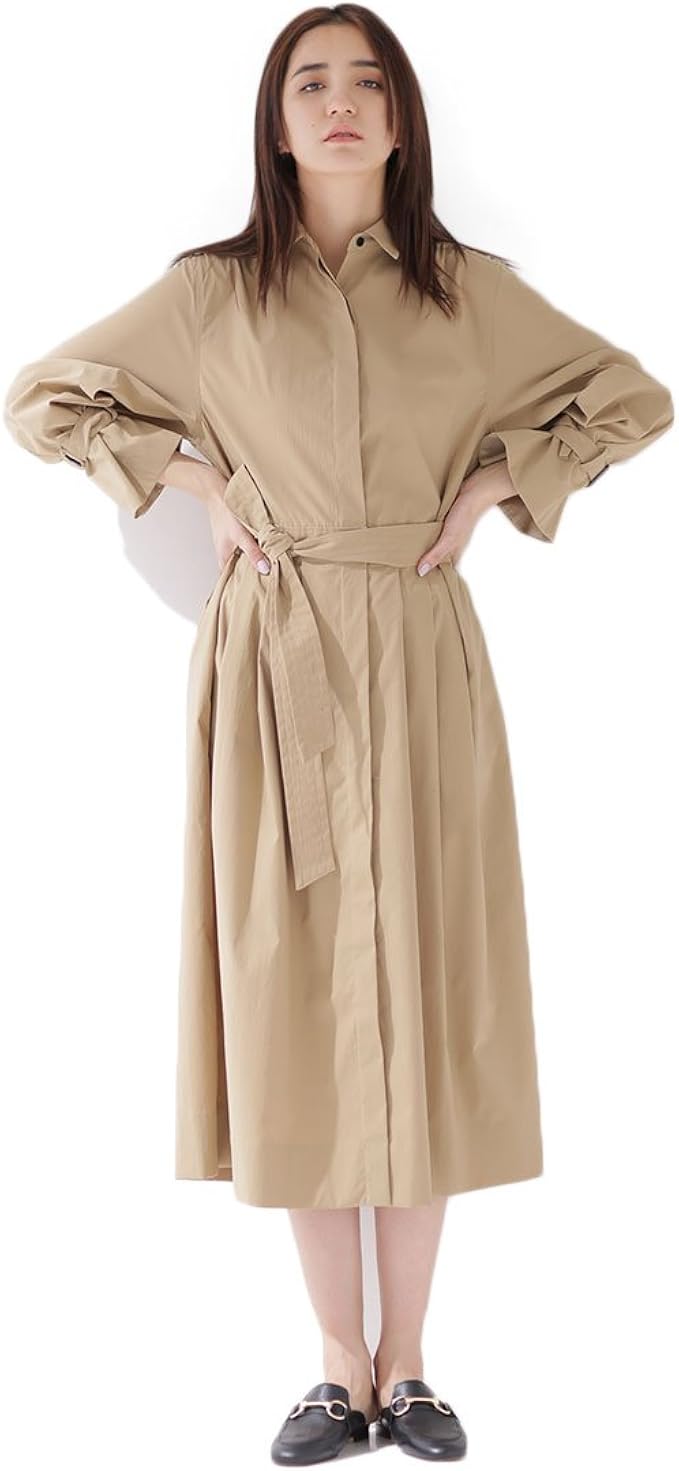 Amazon ナノ ユニバース Nano Universe コートシャツワンピース 38 ベージュ チュニック ワンピース 通販