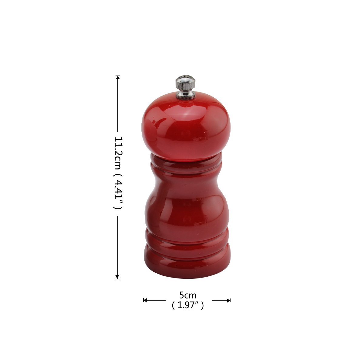 LONGLISHENG Pepper Mill with Rubber Wood Handle and Ceramics Grinding Core Condiment Container