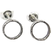 Sterling Silver Hammered Simple Circle Fashion Stud Earrings