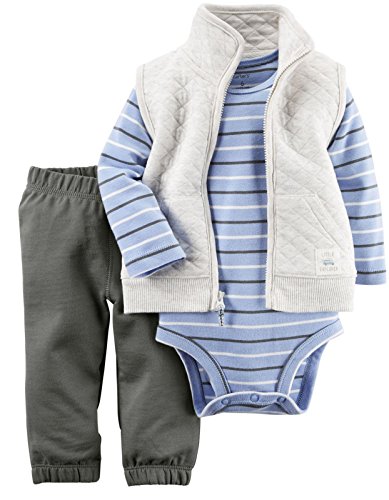 Carter's Baby Boys Vest Sets, Heather, 3 Months