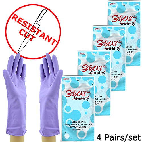 image for Star 4 Pairs Cut Resistant Latex Gloves | long lasting Household Clean