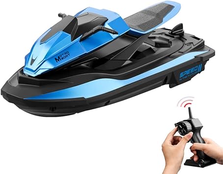 Amazon Co Jp Rc高速ボートs9 1 14 2 4グラムrcボート分40 Mモーターボートリモートボートボートオートバイダブルモーター 2スピード屋外のおもちゃ ブルー ホビー