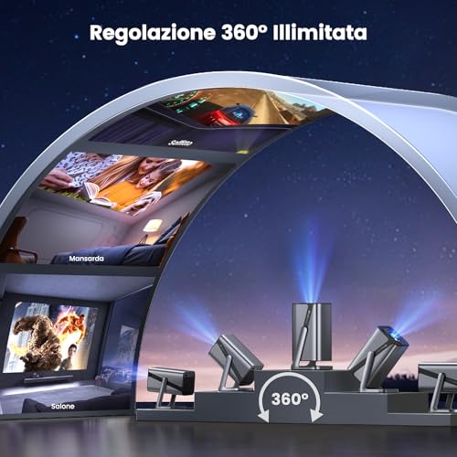 Netflix Ready/Dolby/Short Shot 4K Smart TV 800 ANSI Car Focus Projectors Portable WiFi Bluetooth Two-Way Ceiling 360° Rotation Home Cinema Outdoor Projector