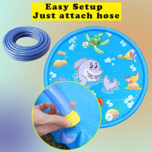 IAMGlobal 67" Sprinkle and Splash Play Mat, Inflatable Splash Pad, Sprinkler Pad, Outdoor Water Toys for Adults and Kids for Beach Garden (67 Inch)