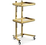 2-Tier Metal Rolling Cart – 34-Inch Folding