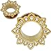 SoScene Gold Plated Flower Stainless Steel Crystal Gems Screw Back Ear Plugs Gauges Sold in Pairs