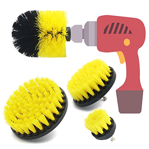 JIWINNER 4 Piece Medium and Stiff Brush with Drill Attachment Scrubbing Brushes for Cleaning Car Tires,Carpet, kitchens,Bathrooms, Showers, Tubs, Boats Power Scrubber Kit - Thumbnail 5