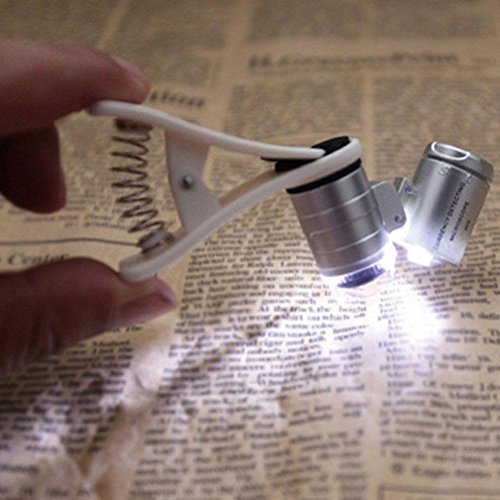 AutumnFall Magnifier,9882W 60X Magnifying Universal Mobile Phone LED Microscope Magnifier with Clip (Silver) - Thumbnail 2