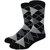 COUVER Men's Cotton Colorful Argyle Casual Crew Dress Socks for Groomsmen, Size 8 to 13