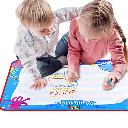 VARWANEO Aqua Magic Doodle Mats Both Sides Used Water Drawing Doodling Mat Coloring Mat Educational Developmental Toys Gifts for Kids Toddlers Toy for Age 3 4 5 6 7 8 Boys Girls