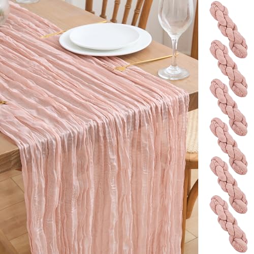 Asee'm Dusty Pink Cheesecloth Table Runner
