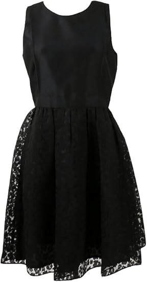 Amazon Co Jp ディーフレイバー Dee Flavorポリエステルレーヨンシャンタン花柄切替ノースリーブワンピース 050 38 M 99 ブラック 服 ファッション小物