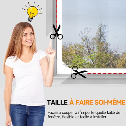 OWYR Fibreglass Magnetic Window Mosquito Net 150 x 180 cm, Customisable with Removable Frame: Easy Installation, Universal for All Windows