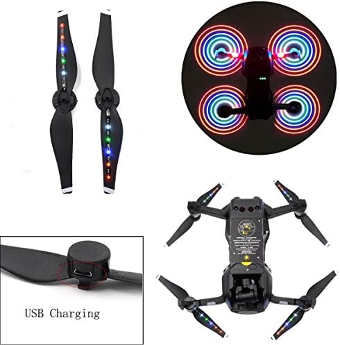 Rechargeable LED Light Flash Low Noise Quick Release Propellers for DJI Mavic Air Fly More Combo (1Pair)