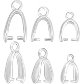 Beebeecraft 1 Box 30Pcs 3 Sizes 925 Sterling Silver Plated Pendant Pinch Bails Ice Pick Pinch Clip Bail Clasps Connectors Charm for DIY Necklace Jewellery Making