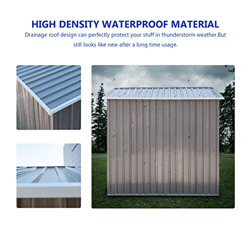 BAHOM Horizontal Outdoor Storage Shed 4X6 FT, Lockable Organizer for Garden, Patio, Backyard Tools and Accessories, Grey