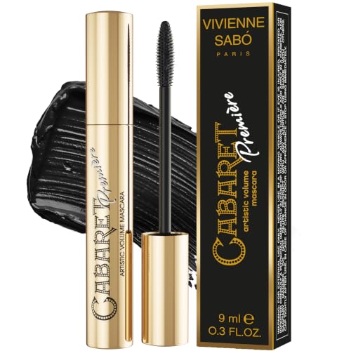 Vivienne Sabó Cabaret Premiere Black Mascara, Volume and Length, Defining, Curling, No Flaking, No Clumping, Smudge Proof, Washable, Cruelty-Free, Made in Europe, (01 Black), 0.3 Fl Oz, 1 Pack