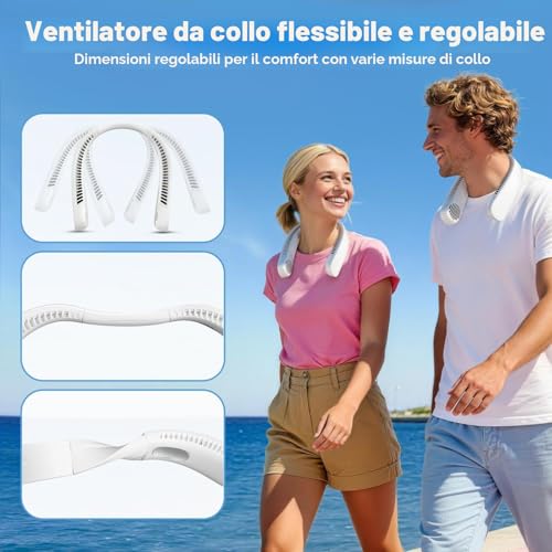 Silent Neck Fan, Portable 3 Speed Adjustable Neck Fan, Rechargeable Neck Fan Suitable for Office, Travel, Shopping, Sports and Summer Gift