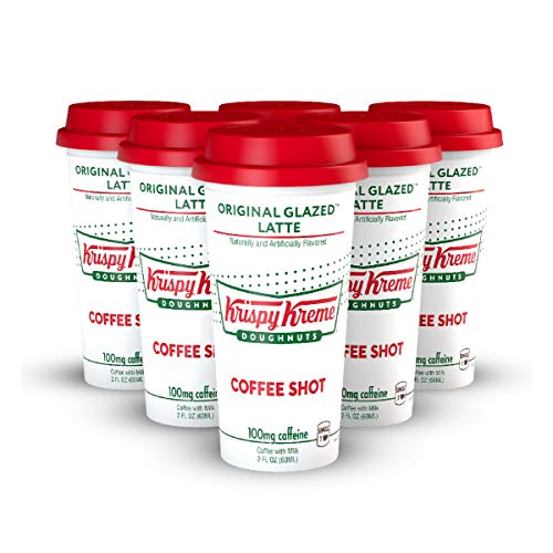 Ready to Drink, Bottled Krispy Kreme Coffee Shots - 100mg Caffeine, Original Glazed Latte, Deliciously sweet coffee energy boost in a ready-to-drink 2-ounce shot, 6 pack