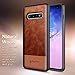 Galaxy S10 5G Case with Screen Protector (Full Coverage 3D PET), NageBee Premium [Cowhide Leather] Heavy Duty Armor Shockproof Dual Layer Hybrid Rugged Durable Case for Samsung Galaxy S10 5G -Brown