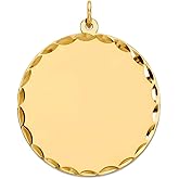 JewelryWeb 29mm 925 Sterling Silver Gp Engraveable Round Polished Disc Charm Pendant Necklace for Women
