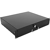RAISING ELECTRONICS Drawer Server Cabinet Case 19 Inch Locking Rack Mount DJ Lockable Deep Drawer with Key (2U)