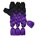 Ombre Color Synthetic Hair 3 packs Jumbo Braiding Hair Extension 24Inch 100gram Synthetic Two Tone High Temperature Crochet Braids (Black and purple)