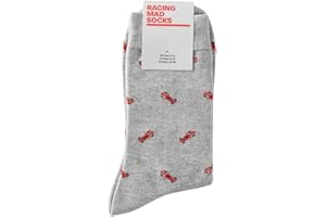AeroClix Racing Car Socks - Funny F1 Socks - F1 Gift for Men - 1 Pair, Size 9-12, Grey