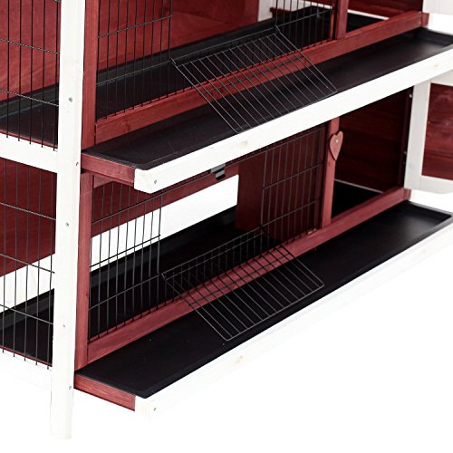 PawHut 54″ 2Story Weatherproof Stackable Elevated Wooden Rabbit Hutch