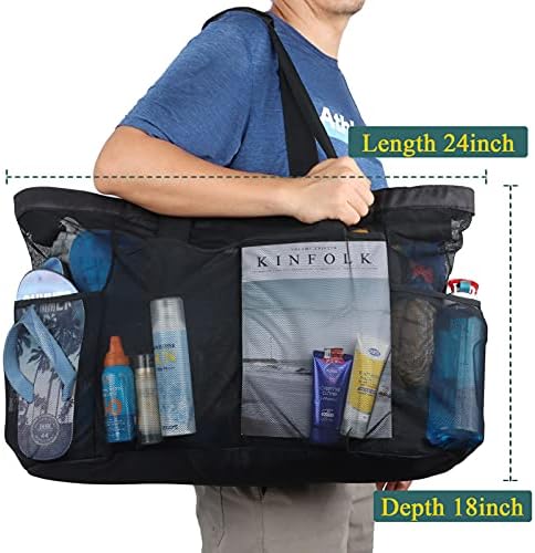Bulex Extra Large Beach Bags and Totes - XXL Mesh Tote Bag with Pockets & Zipper, Heavy Duty, Lightweight & Foldable - Oversized Carry Tote Bag for Towels, Perfect to Carry All Items for Your Family 3 Bulex Extra Large Beach Bags and Totes - XXL Mesh Tote Bag with Pockets & Zipper, Heavy Duty, Lightweight & Foldable - Oversized Carry Tote Bag for Towels, Perfect to Carry All Items for Your Family