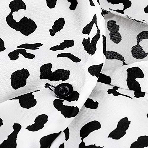 Women Print Tops Duseedik V-Neck Patterned Spread Long Sleeve Slim Button Pullover Shirt - Thumbnail 7