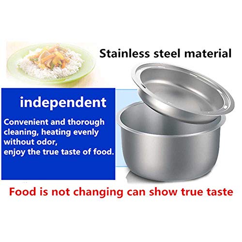 KOBWA Multifunctional Electric Lunch Box, Mini Rice Cooker, Portable Food Heater Steamer with Stainless Steel Bowls, Egg Steaming Rack, Spoon, Measuring Cup for Use in Office Outdoor School