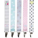 Liname Pacifier Clip for Girls - 5 PACK - Premium Quality & Modern 2-Sided Design - Pacifier Clips Fit all Pacifiers & Soothers - Perfect Baby Shower Gift